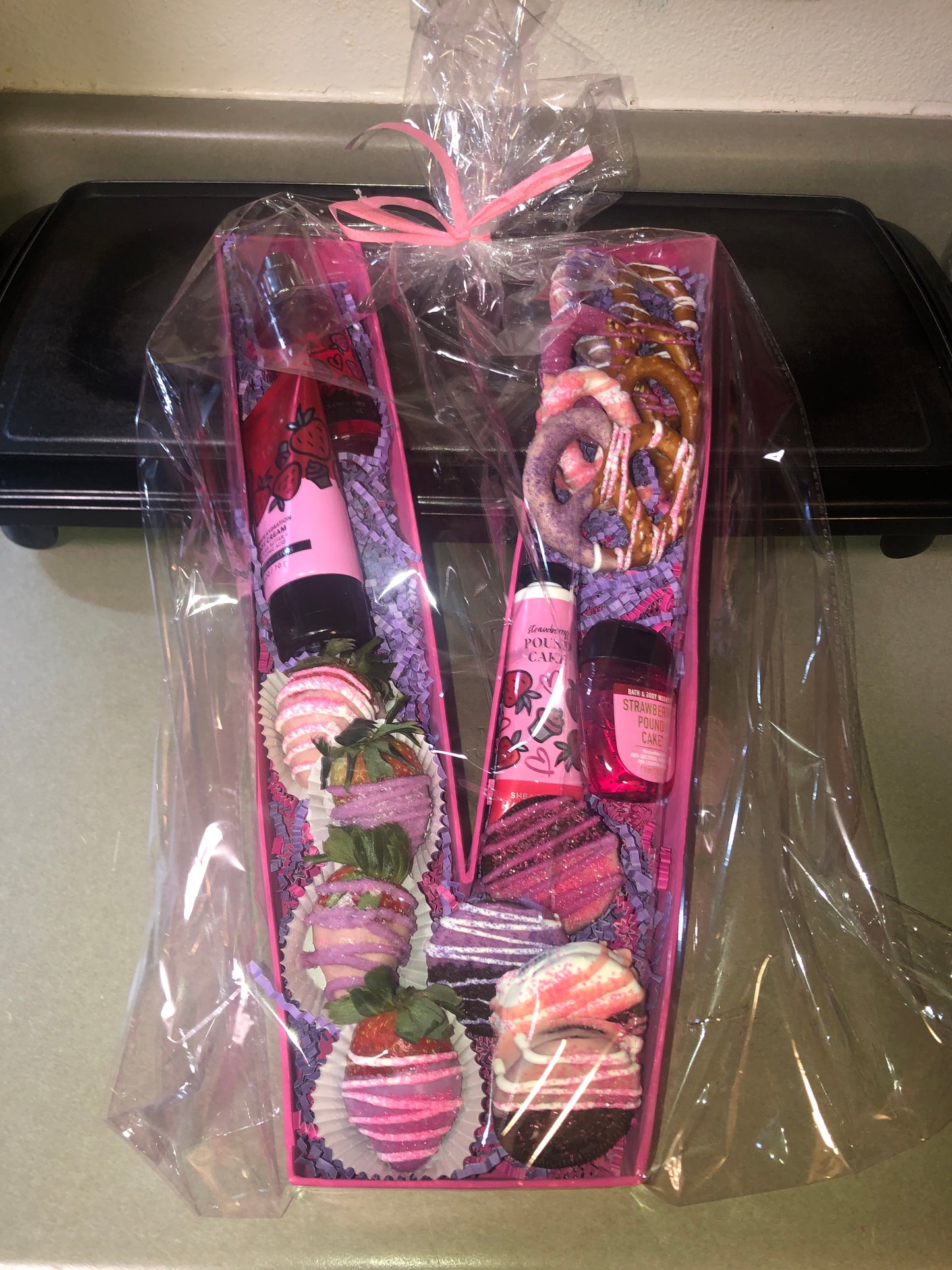 “V” Letter Gift Basket